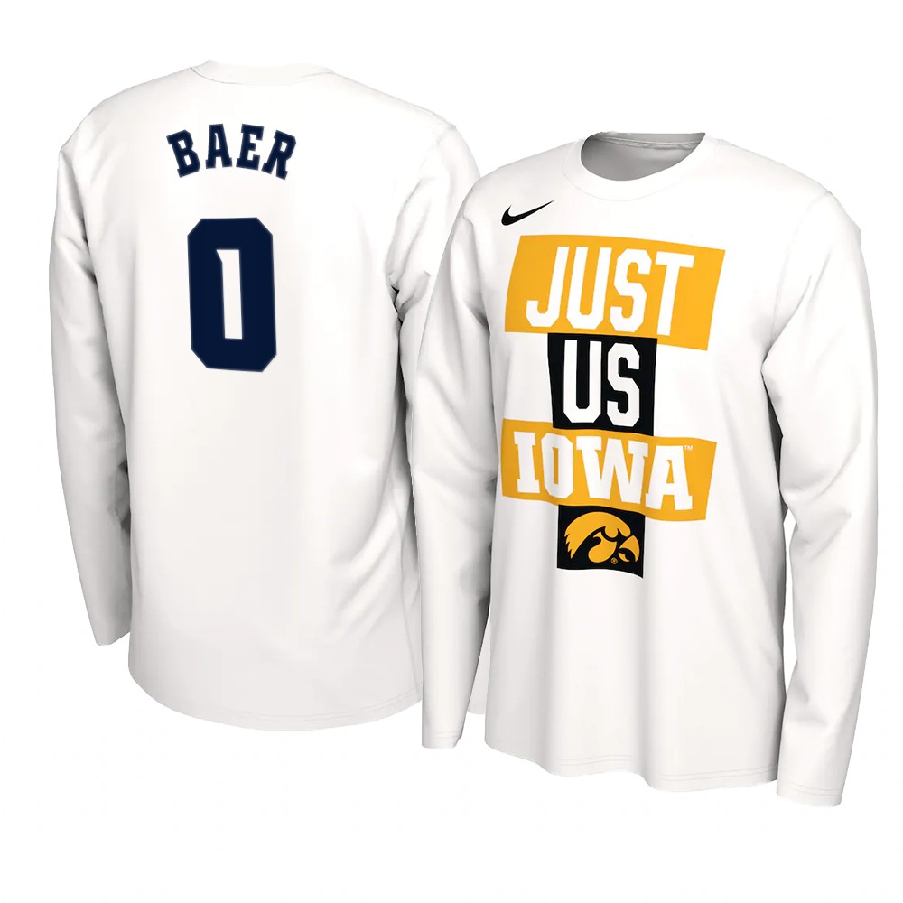 Michael Baer Iowa Hawkeyes 2021 JUST US Bench Legend Long Sleeve T-Shirt White