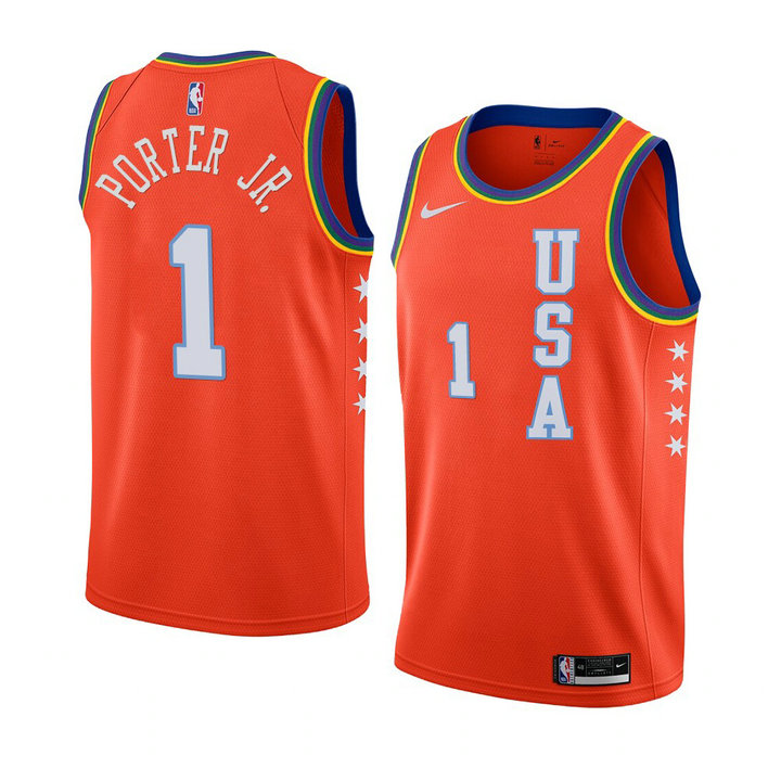 Michael Porter Jr. Denver Nuggets NBA Rising Star Jersey USA Team Orange With 2023 NBA finals patch 