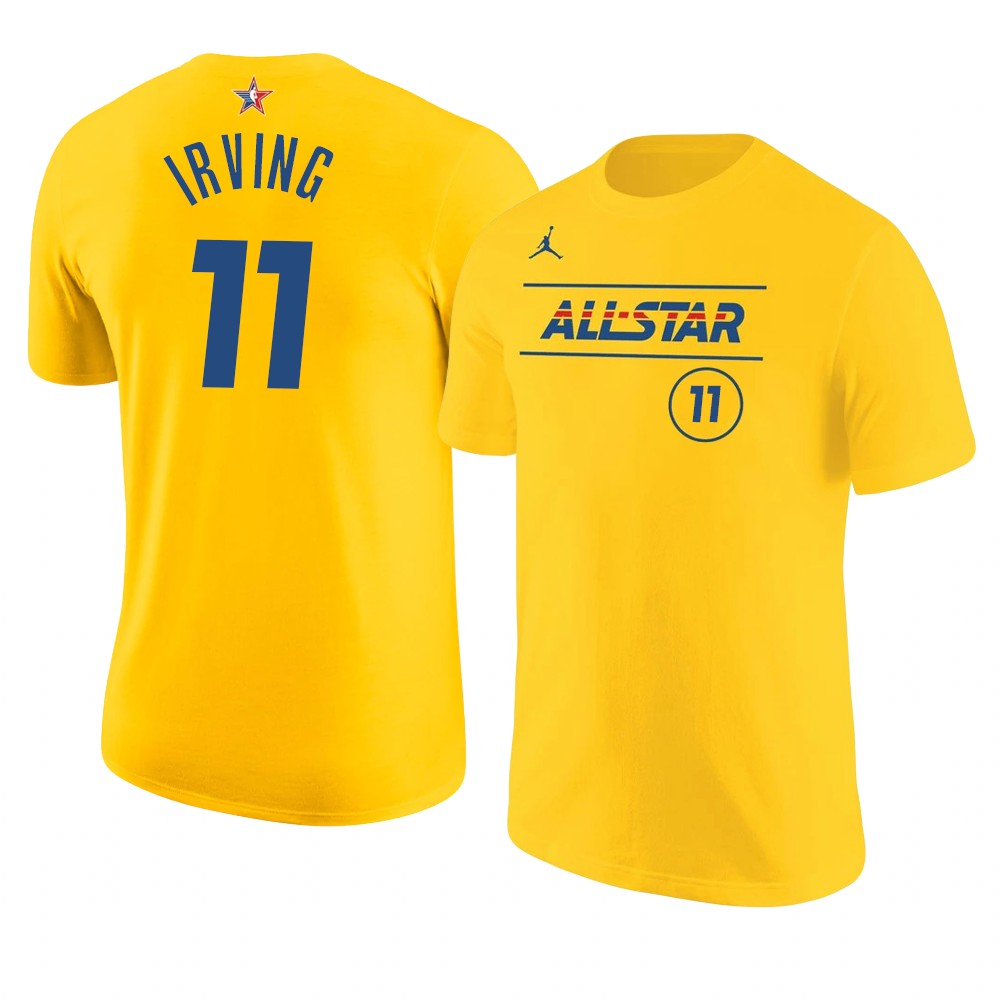 Brooklyn Nets Kyrie Irving 2021 NBA All-Star Eastern T-Shirt Gold Brooklyn Nets Kyrie Irving 2021 NBA All-Star Eastern T-Shirt Gold