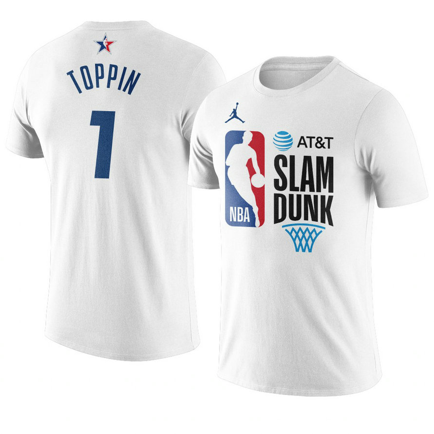 New York Knicks Obi Toppin 2021 NBA All-Star Game SLAM-DUNK T-Shirt White New York Knicks Obi Toppin 2021 NBA All-Star Game SLAM-DUNK T-Shirt White
