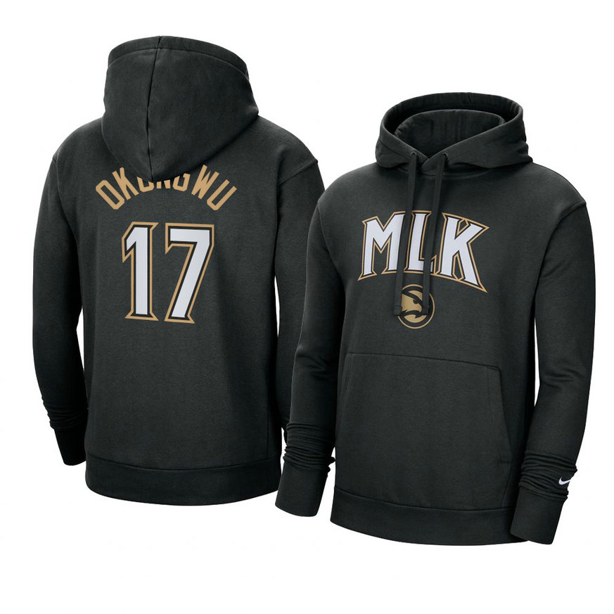 Hawks Onyeka Okongwu Black 2021 MLK Day City Edition Hoodie Pullover Hawks Onyeka Okongwu Black 2021 MLK Day City Edition Hoodie Pullover