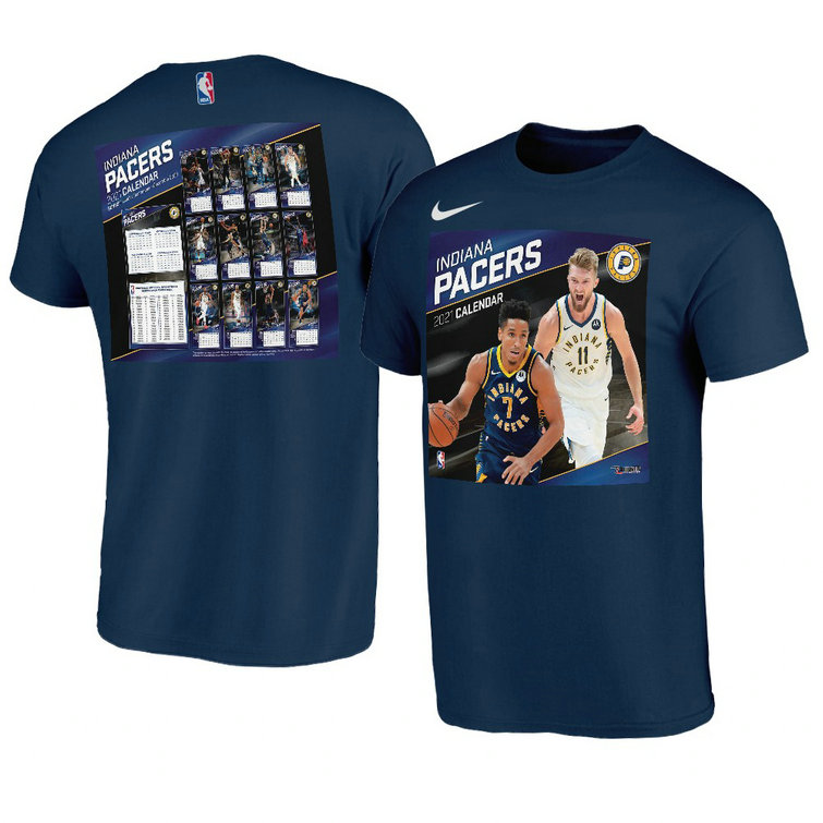 Indiana Pacers 2021 Calendar Bonus T-Shirt Navy Indiana Pacers 2021 Calendar Bonus T-Shirt Navy