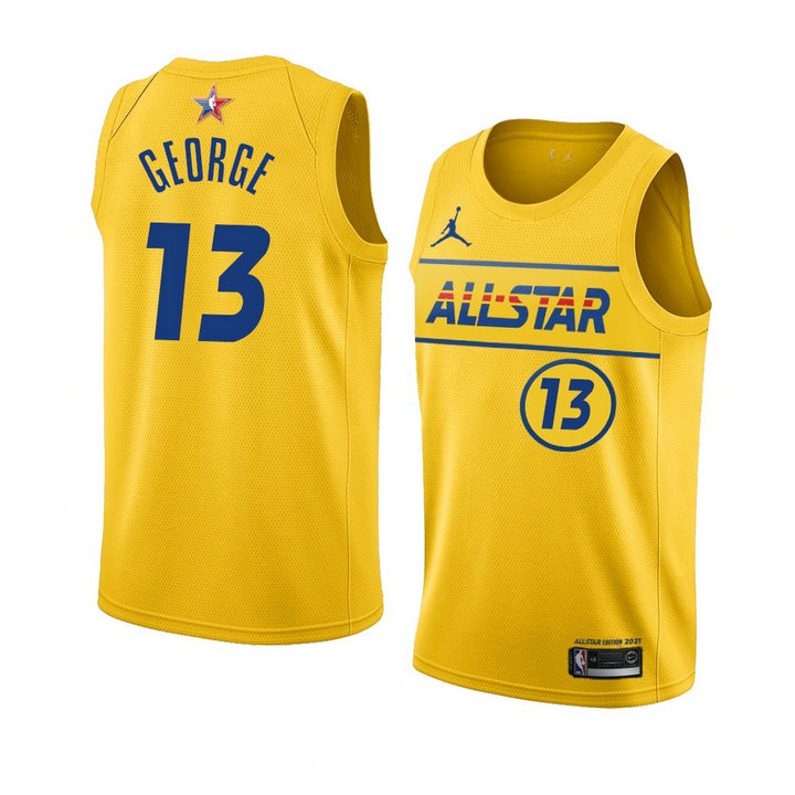 LA Clippers Paul George 2021 NBA All-Star Game TEAM LEBBRON player jersey Gold