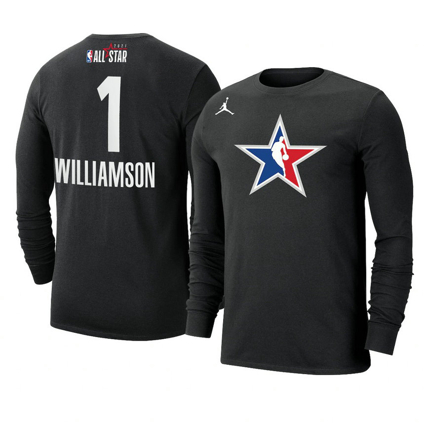 New Orleans Pelicans Zion Williamson 2021 NBA All-Star Official Logo T-Shirt Long Sleeve Black New Orleans Pelicans Zion Williamson 2021 NBA All-Star Official Logo T-Shirt Long Sleeve Black