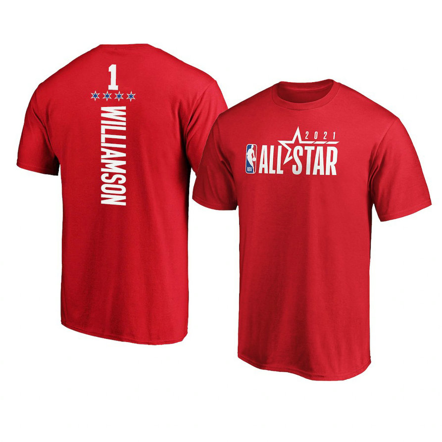 New Orleans Pelicans Zion Williamson 2021 NBA All-Star Reserves T-Shirt Red New Orleans Pelicans Zion Williamson 2021 NBA All-Star Reserves T-Shirt Red
