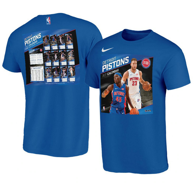 Detroit Pistons 2021 Calendar Bonus T-Shirt Blue Detroit Pistons 2021 Calendar Bonus T-Shirt Blue