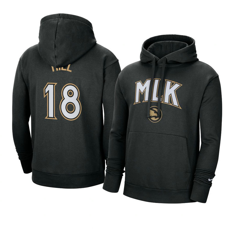 Hawks Solomon Hill Black 2021 MLK Day City Edition Hoodie Pullover Hawks Solomon Hill Black 2021 MLK Day City Edition Hoodie Pullover