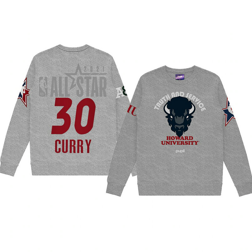 Stephen Curry Howard University Pupil Pullover Sweater 2021 NBA All-Star Game x HBCU Collection Gray Stephen Curry Howard University Pupil Pullover Sweater 2021 NBA All-Star Game x HBCU Collection Gray