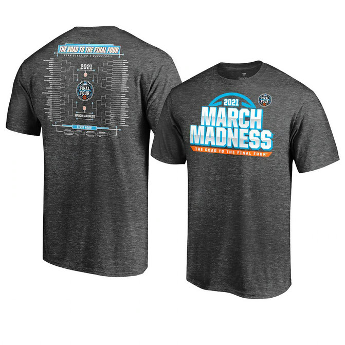 NCAA 2021 March Madness T-Shirt Team Bracket Heathered Charcoal NCAA 2021 March Madness T-Shirt Team Bracket Heathered Charcoal
