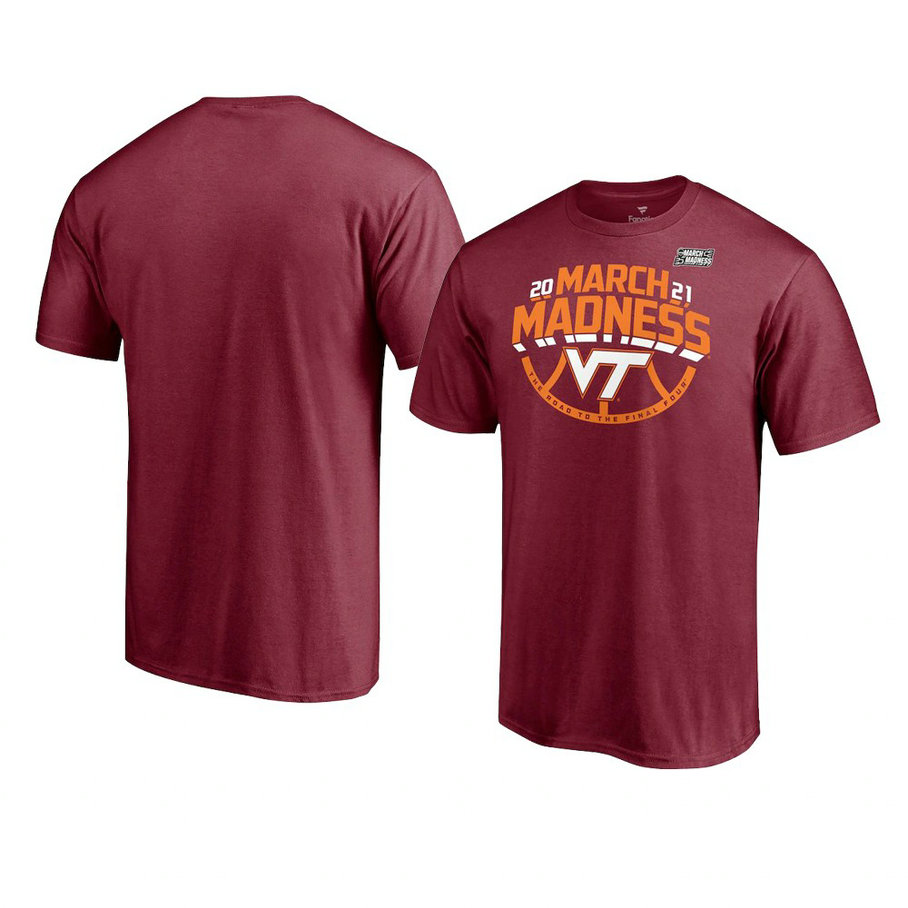 Virginia Tech Hokies 2021 March Madness T-Shirt Ticket Maroon Virginia Tech Hokies 2021 March Madness T-Shirt Ticket Maroon