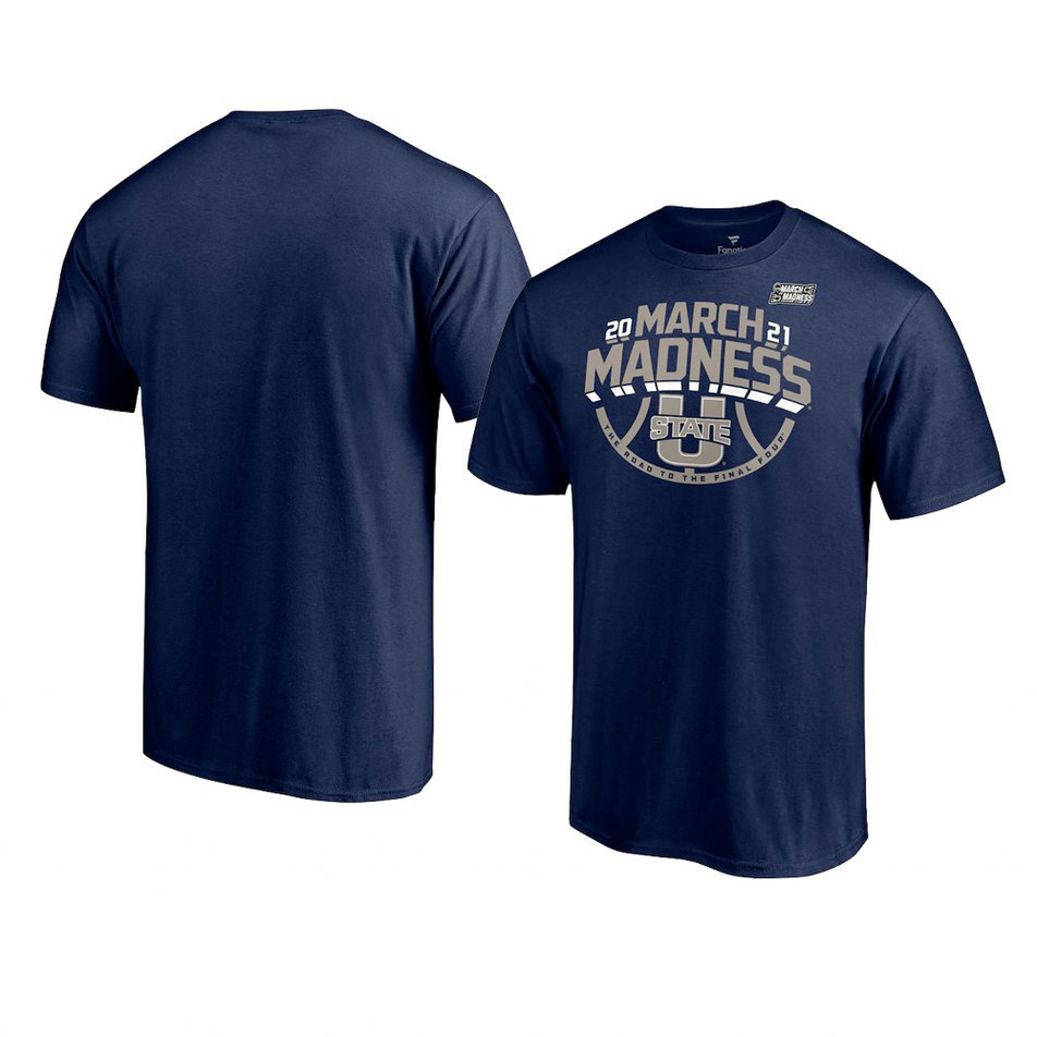 Utah State Aggies 2021 March Madness T-Shirt Ticket Navy Utah State Aggies 2021 March Madness T-Shirt Ticket Navy