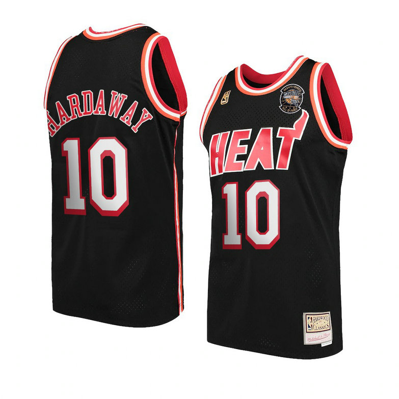 Miami Heat Tim Hardaway Naismith Hall Of Fame Throwback Jersey Black With 2023 NBA finals patch 
