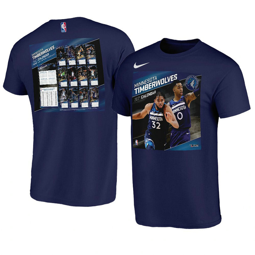 Minnesota Timberwolves 2021 Calendar Bonus T-Shirt Navy