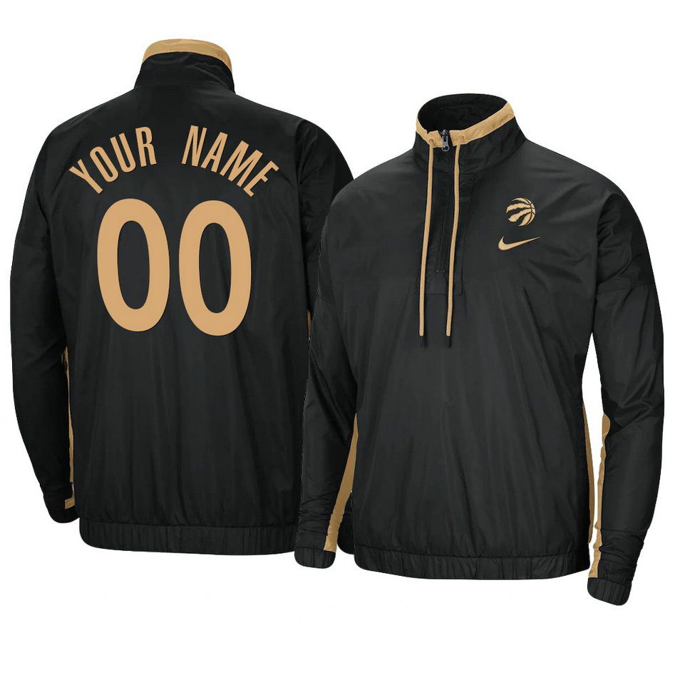 Toronto Raptors #00 Custom 2021 City Edition Black Track Quarter-Zip Pullover Jacket