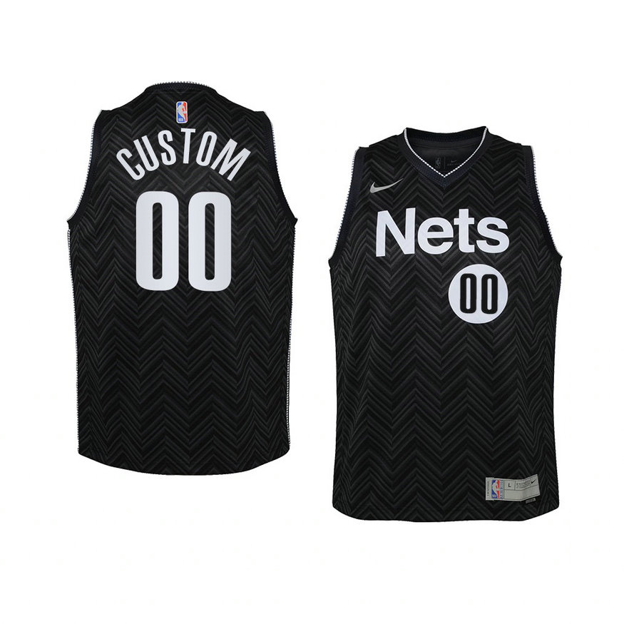 Youth Brooklyn Nets Custom 2021 Earned Edition Swingman Black Jersey Youth Brooklyn Nets Custom 2021 Earned Edition Swingman Black Jersey