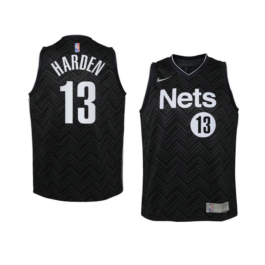 Youth Brooklyn Nets James Harden 2021 Earned Edition Swingman Black Jersey Youth Brooklyn Nets James Harden 2021 Earned Edition Swingman Black Jersey