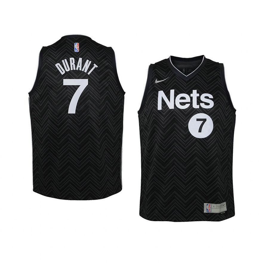 Youth Brooklyn Nets Keven Durant 2021 Earned Edition Swingman Black Jersey