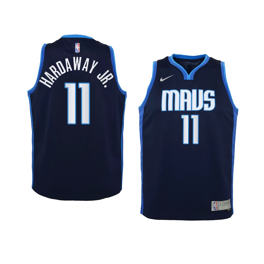 Youth Dallas Mavericks Tim Hardaway Jr. 2021 Earned Edition Swingman Navy Jersey