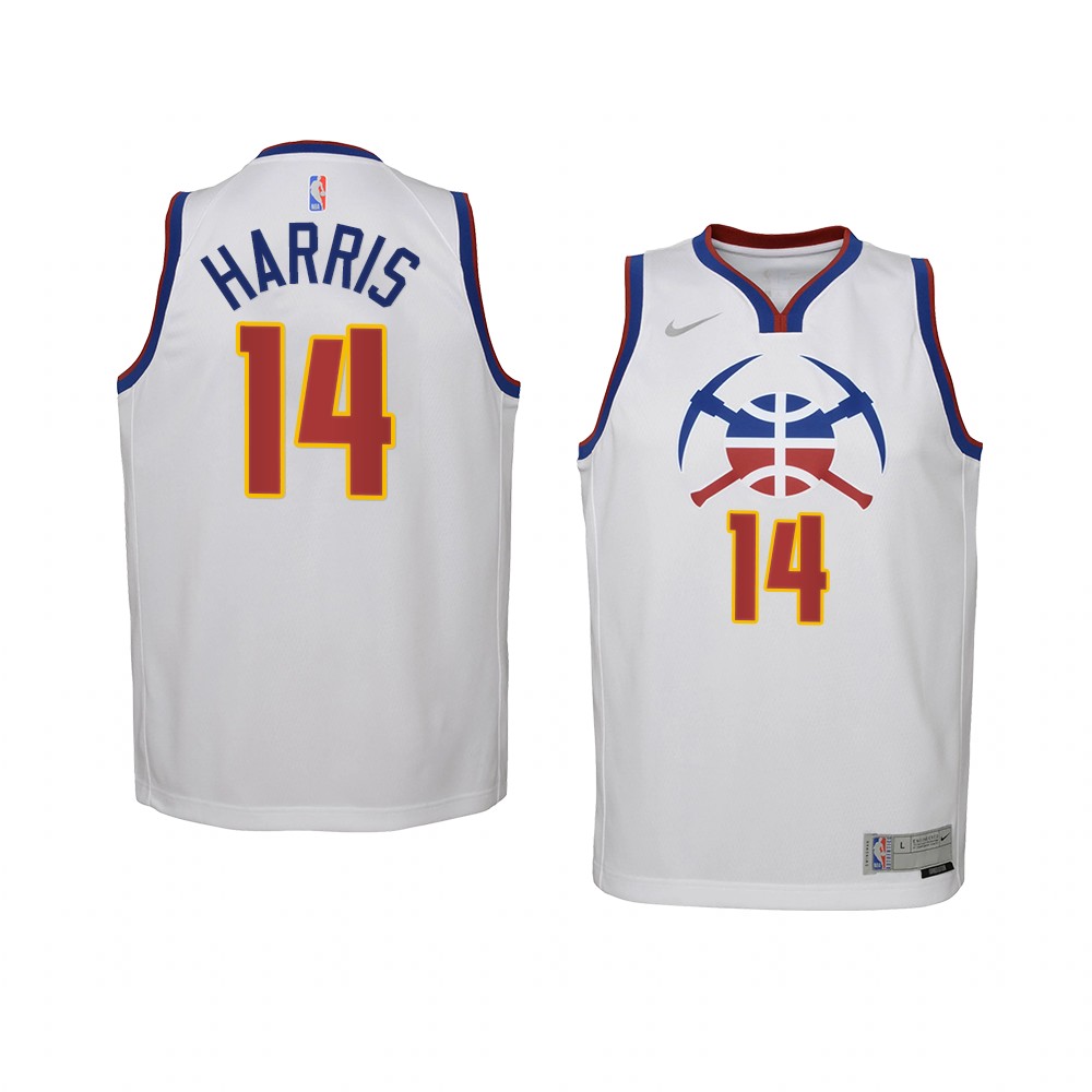 Youth Denver Nuggets Gary Harris Earned Edition Swingman White Jersey With 2023 NBA finals patch 