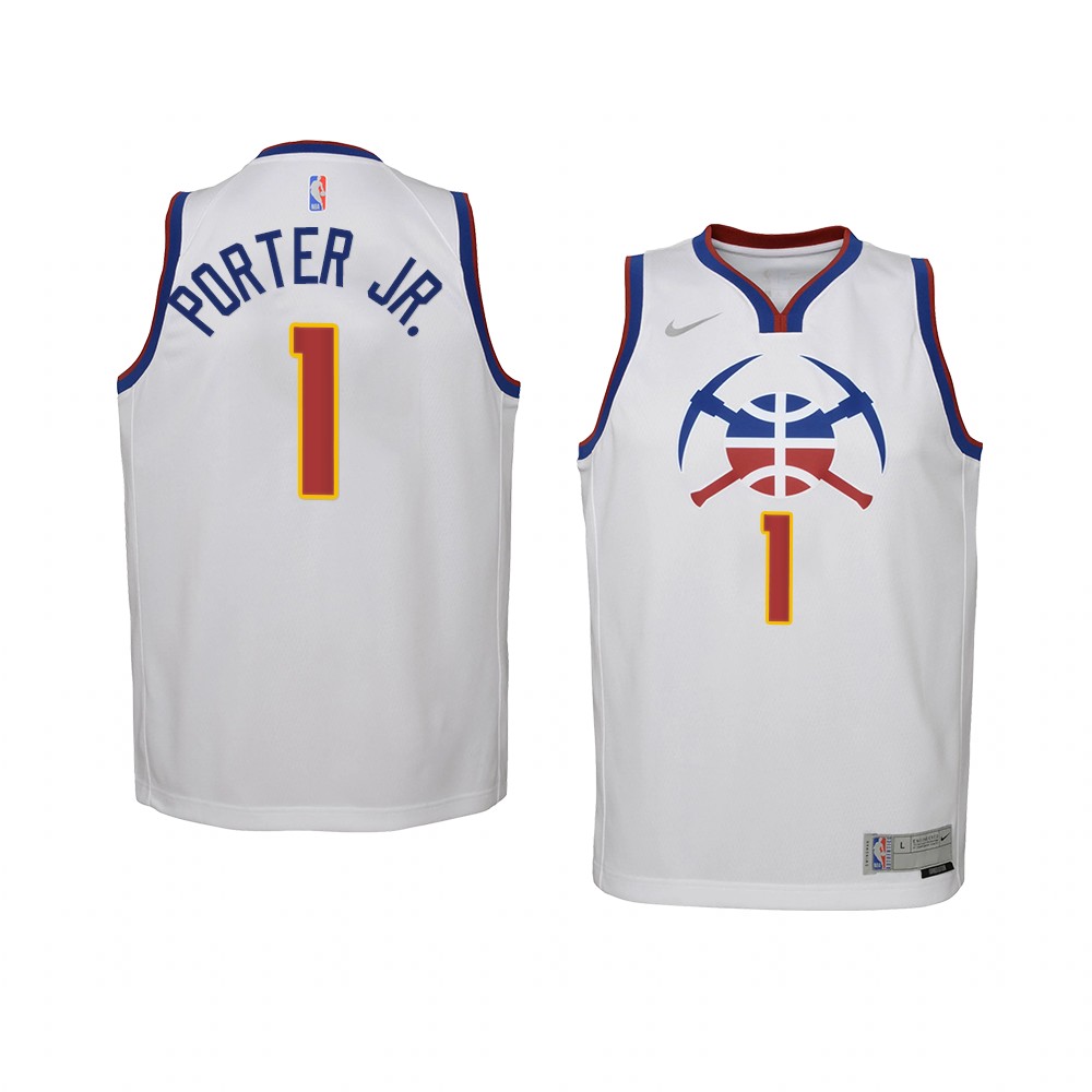 Youth Denver Nuggets Michael Porter Jr. Earned Edition Swingman White Jersey With 2023 NBA finals patch 