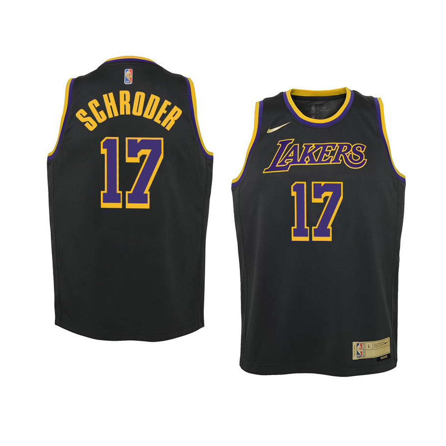 Youth Los Angeles Lakers Dennis Schroder 2021 Earned Edition Swingman Black Jersey Youth Los Angeles Lakers Dennis Schroder 2021 Earned Edition Swingman Black Jersey