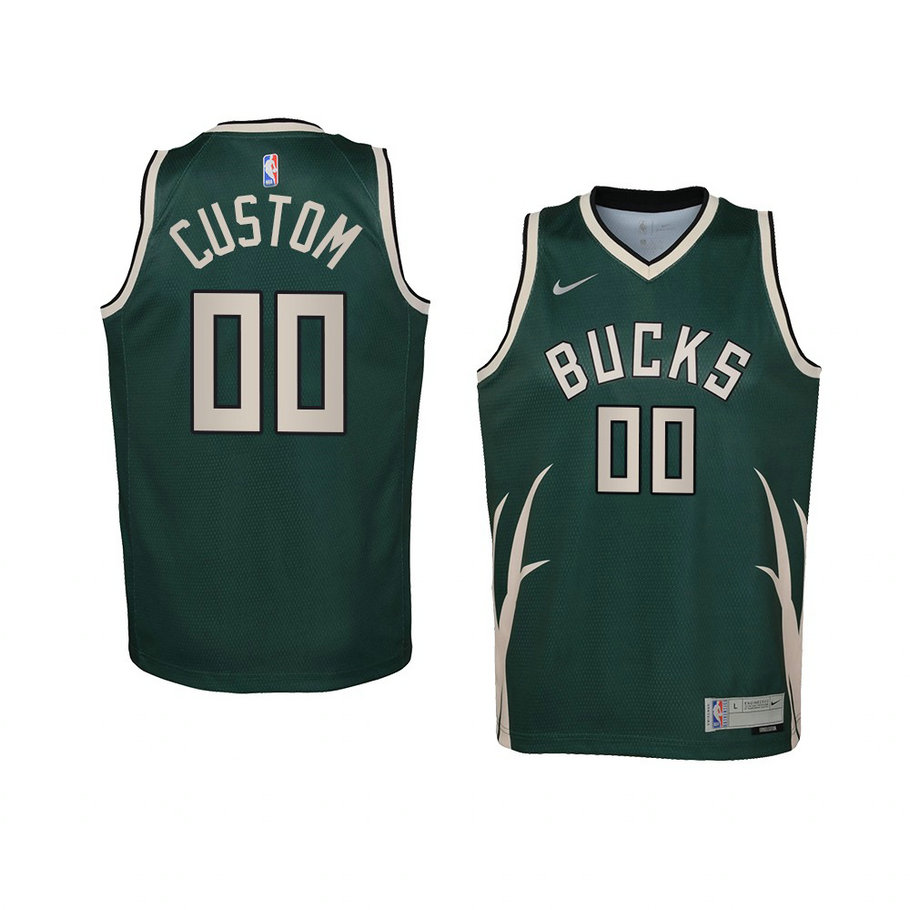 Youth Milwaukee Bucks Custom 2021 Earned Edition Swingman Green Jersey Youth Milwaukee Bucks Custom 2021 Earned Edition Swingman Green Jersey