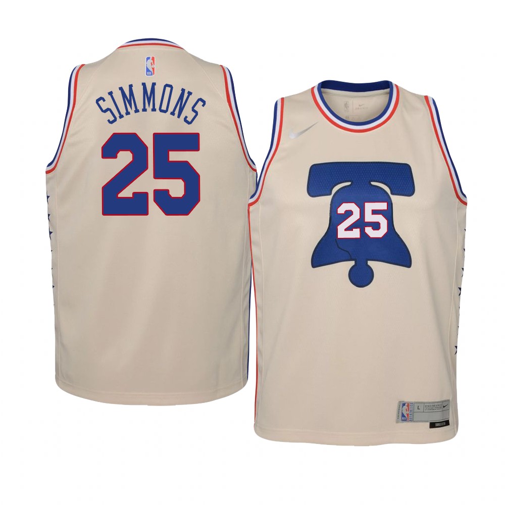 Youth Philadelphia 76ers Ben Simmons 2021 Earned Swingman Cream Jersey Youth Philadelphia 76ers Ben Simmons 2021 Earned Swingman Cream Jersey