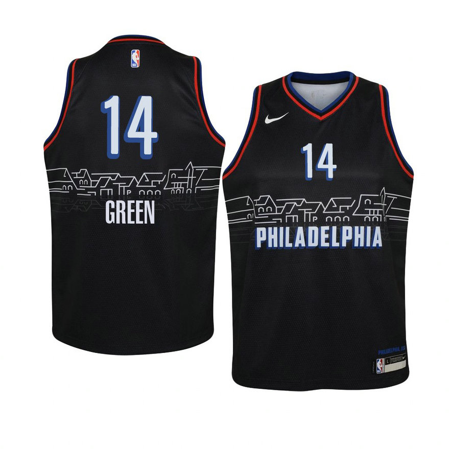 Youth Philadelphia 76ers #14 Danny Green 2020-2021 City Edition Black Jersey
