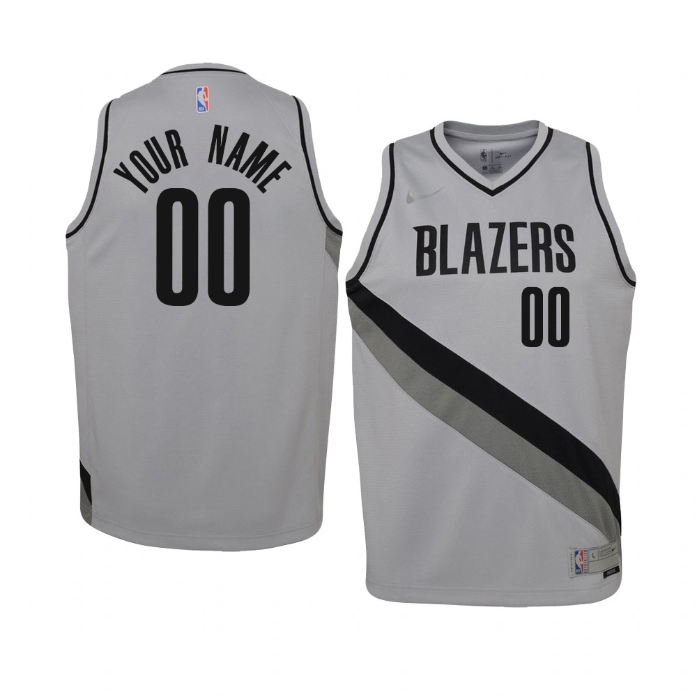 Youth Portland Trail Blazers Custom 2021 Earned Swingman Gray Jersey Youth Portland Trail Blazers Custom 2021 Earned Swingman Gray Jersey