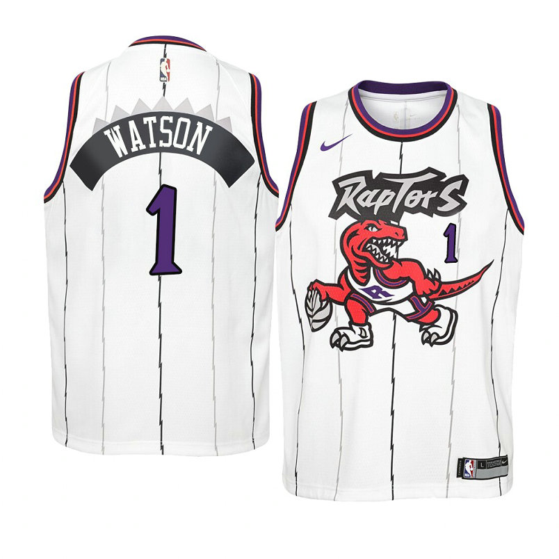 Youth Toronto Raptors #1 Paul Watson 2021 Hardwood Classics Jersey White