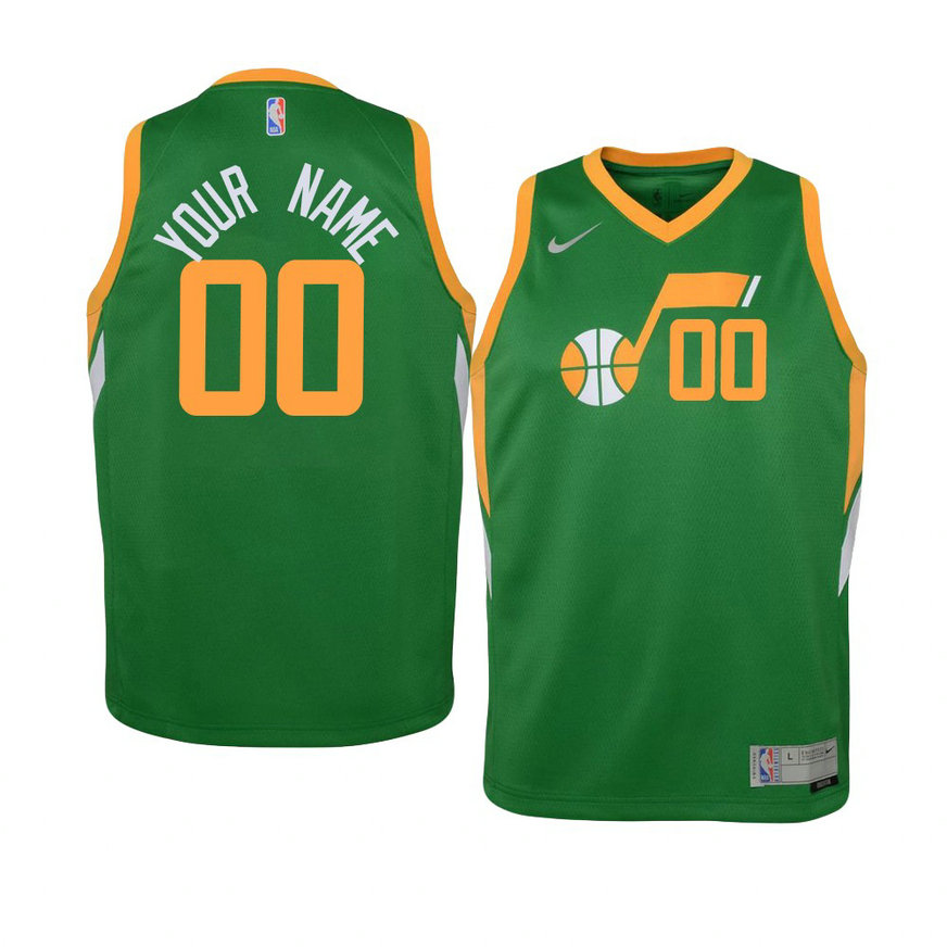 Youth Utah Jazz Custom 2021 Earned Swingman Green Jersey