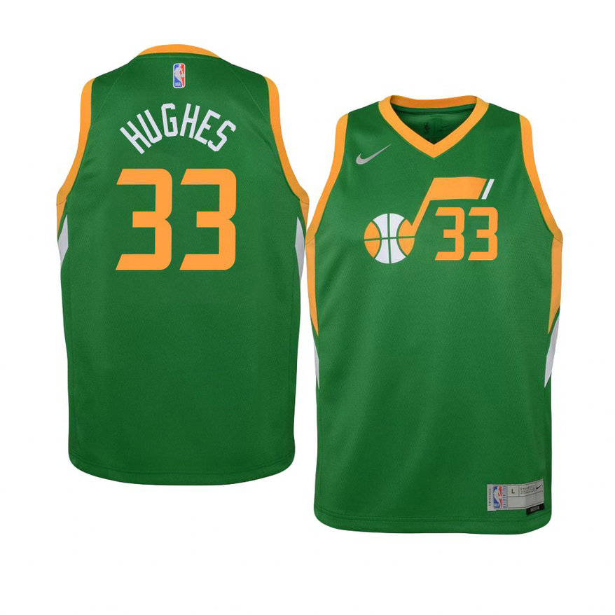 Youth Utah Jazz Elijah Hughes 2021 Earned Swingman Green Jersey Youth Utah Jazz Elijah Hughes 2021 Earned Swingman Green Jersey