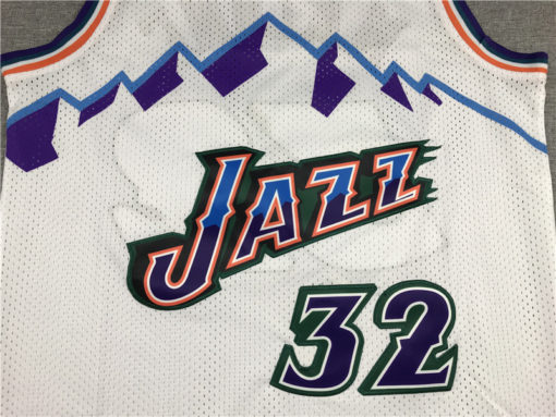 Karl Malone 32 Utah Jazz 96-97 White Throwback Jersey Karl Malone 32 Utah Jazz 96-97 White Throwback Jersey