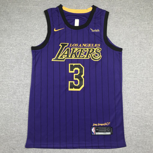 Anthony Davis 3 Los Angeles Lakers 2019-20 Purple Stripe Jersey Anthony Davis 3 Los Angeles Lakers 2019-20 Purple Stripe Jersey