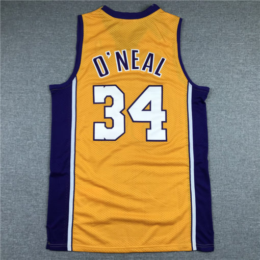 Shaquile O'Neil 34 Los Angeles Lakers Yellow Retro Throwback Jersey Shaquile O'Neil 34 Los Angeles Lakers Yellow Retro Throwback Jersey
