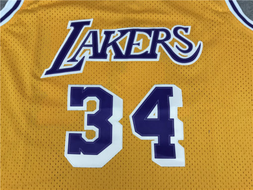 Shaquille O'Neal 34 Los Angeles Lakers Gold M&N 96-97 Hardwood Classics Road Jersey Shaquille O'Neal 34 Los Angeles Lakers Gold M&N 96-97 Hardwood Classics Road Jersey