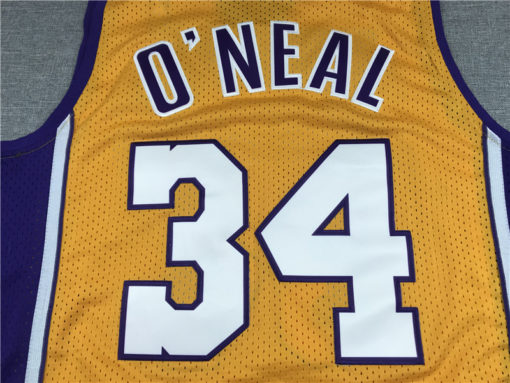 Shaquile O'Neil 34 Los Angeles Lakers Yellow Retro Throwback Jersey Shaquile O'Neil 34 Los Angeles Lakers Yellow Retro Throwback Jersey