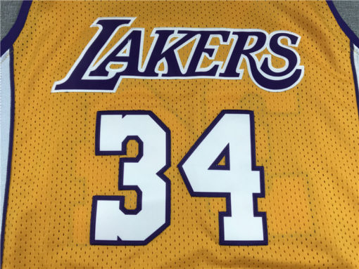 Shaquile O'Neil 34 Los Angeles Lakers Yellow Retro Throwback Jersey Shaquile O'Neil 34 Los Angeles Lakers Yellow Retro Throwback Jersey