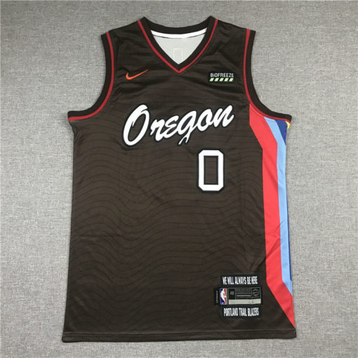 Damian Lillard 0 Portland Trail Blazers City Edition Brown Swingman Jersey