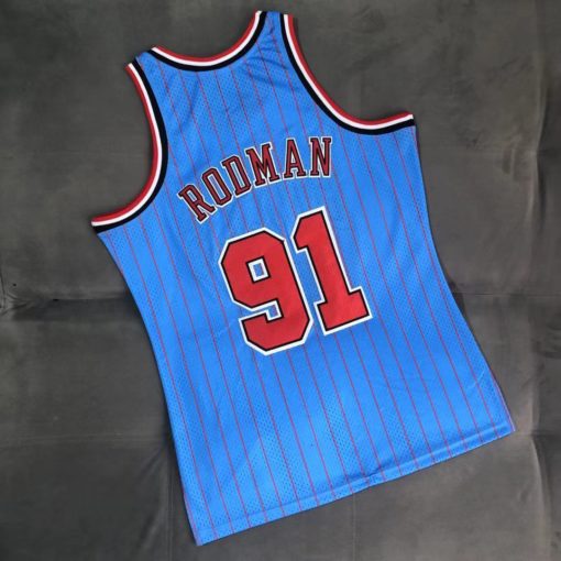 Dennis Rodman 91 Chicago Bulls Blue 1995-96 Hardwood Classics Reload 2.0 Swingman Jersey Dennis Rodman 91 Chicago Bulls Blue 1995-96 Hardwood Classics Reload 2.0 Swingman Jersey