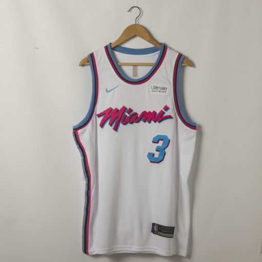 Dwyane Wade Miami Heat Vice City White Swingman Jersey With 2023 NBA finals patch 