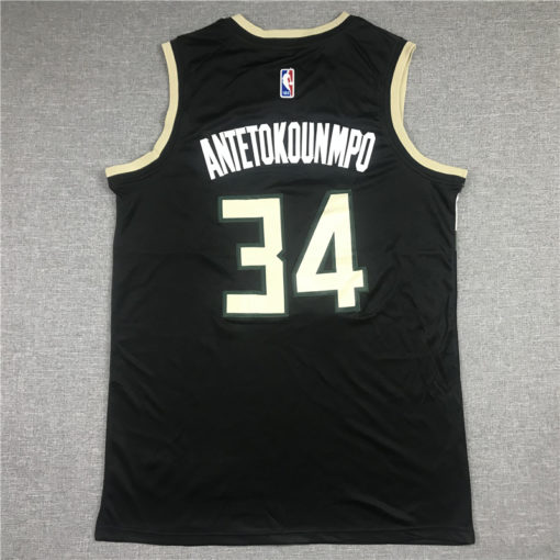 Giannis Antetokounmpo 34 Bucks 2021 Black Statement Edition Jersey Giannis Antetokounmpo 34 Bucks 2021 Black Statement Edition Jersey