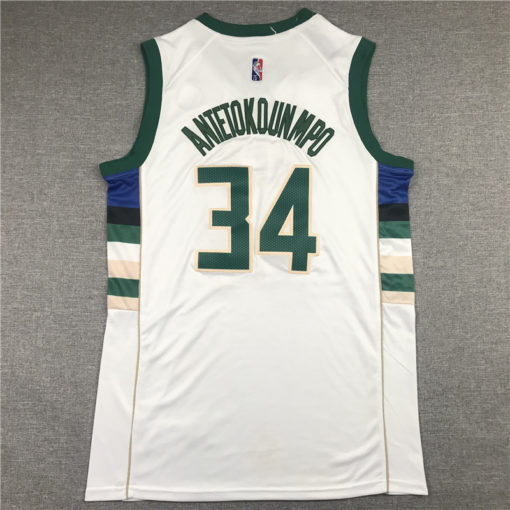 Giannis Antetokounmpo 34 Bucks 2021 White Association Swingman Jersey Giannis Antetokounmpo 34 Bucks 2021 White Association Swingman Jersey