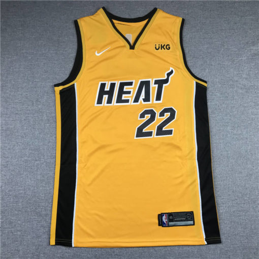 Jimmy Butler 22 Miami Heat Earned Yellow Jersey With 2023 NBA finals patch 