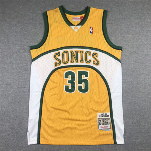 Kevin Durant 35 Seattle Supersonics 2007-08 Alternate Yellow Jersey Kevin Durant 35 Seattle Supersonics 2007-08 Alternate Yellow Jersey