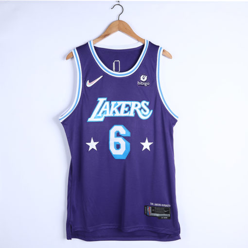LeBron James #6 Los Angeles Lakers 2021-22 City Edition Purple Swingman Jersey