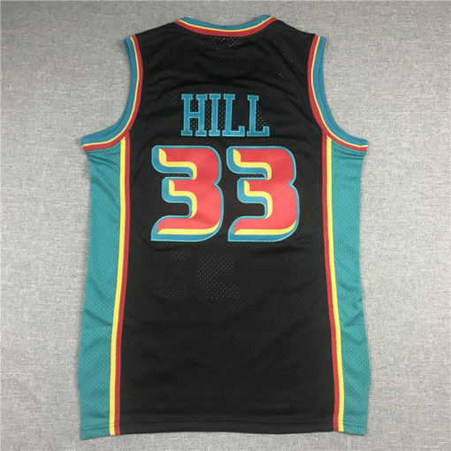 Men's Grant Hill 33 Detroit Pistons 98-99 Black Throwback Jersey Men's Grant Hill 33 Detroit Pistons 98-99 Black Throwback Jersey