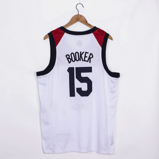 Men's Devin Booker 15 White USA 2021 Basketball Jersey Men's Devin Booker 15 White USA 2021 Basketball Jersey
