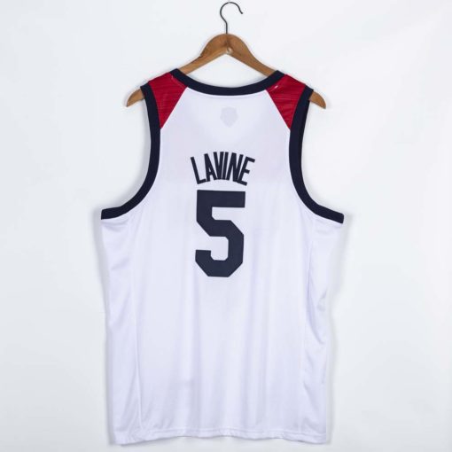 Men's Zach Lavine 5 White USA 2021 Basketball Jersey Men's Zach Lavine 5 White USA 2021 Basketball Jersey