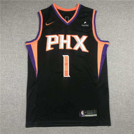 Men's Phoenix Suns 1 Devin Booker 2021 Black Swingman Jersey Statement Edition